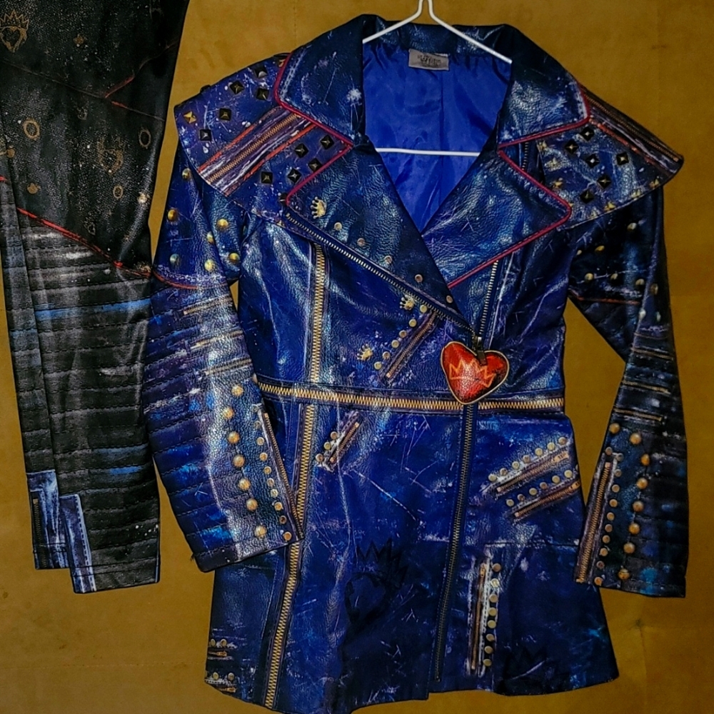 Disney Descendants 2 Evie Blue Faux Leather Jacket and Leggings Costume Size5/6